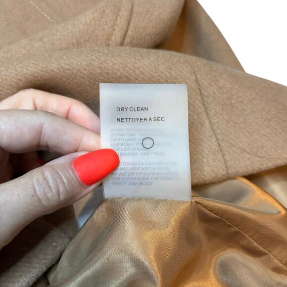 Vince Camuto Camel Wool Coat L NWT | Chain Detail Stand Collar Overcoat - Picture 9 of 10